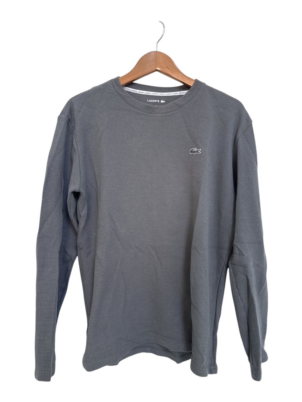 Lacoste Men's Long-Sleeve Waffle Crew Neck Shirt - Gray